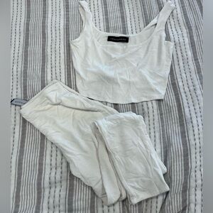 NAKED WARDROBE white crop matching set